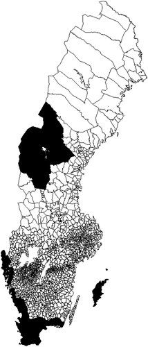 Figure 1. Sweden within recent borders and ‘Sweden proper’.