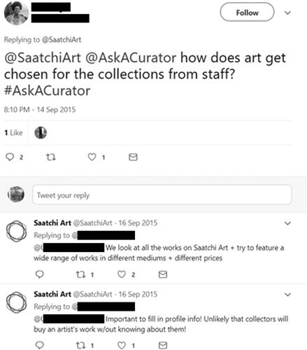 Figure 1. Twitter conversation of Saatchi Art with an anonymous user.