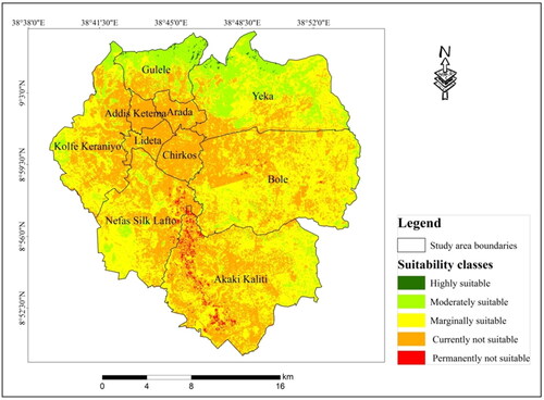 Figure 12. Suitable area for urban green space development map.“Source: Author’s own conception.”