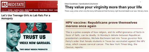 Figure 2. Culturally antagonistic memes: the HPV vaccine.