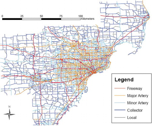 Figure 2. Detroit area road link network.