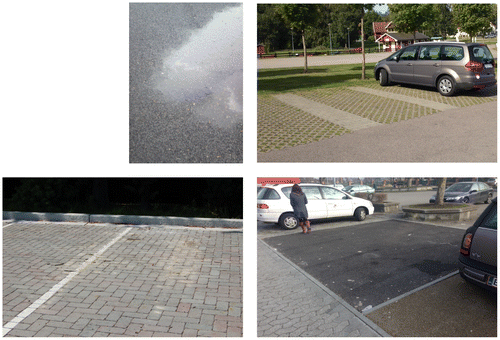Figure 10. Several examples of permeable pavement types in Connecticut, Sweden, Denmark, and Illinois (clockwise from top left).