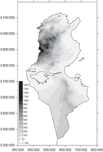 Fig. 3 Digital elevation model of Tunisia (20 km × 20 km).