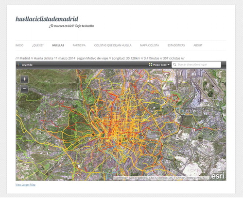 Figure 3. Screenshot of the online map illustrating casual cyclists’ mobility.