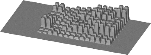 Figure 14. A 3D view of depth distribution of the optimized texture after 3000 evaluations of the objective function. The maximum depth is 1.292, the minimum one is 0.085.