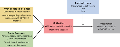Figure 1. Conceptual framework, based upon the World Health Organization’s behavioral and social drivers of vaccination framework adapted for COVID-19 vaccinationCitation23.