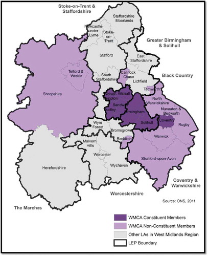Figure 1. UK west midlands by local authority units.