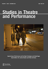 Cover image for Studies in Theatre and Performance, Volume 41, Issue 3, 2021