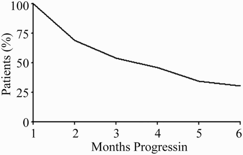 Figure 1. Kaplan–Meier curves of time to progress.