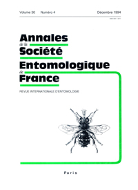 Cover image for Annales de la Société entomologique de France (N.S.), Volume 30, Issue 4, 1994