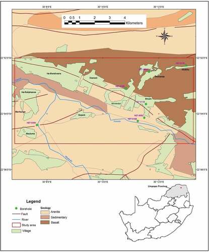 Figure 1. Pumping test boreholes within the study area