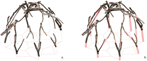 Figure 6. (a) 3D model of matched forks; (b) generation of infill elements.