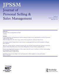 Cover image for Journal of Personal Selling & Sales Management, Volume 40, Issue 1, 2020