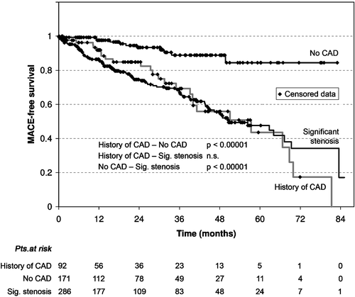Figure 1. Major adverse cardiac event(MACE)‐free survival. CAD = coronary artery disease.