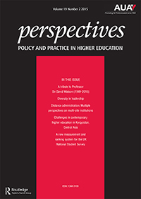 Cover image for Perspectives: Policy and Practice in Higher Education, Volume 19, Issue 2, 2015