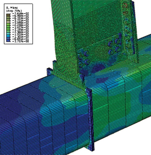 Figure 23. FE analyses result of the beam top flange buckling (T-2).