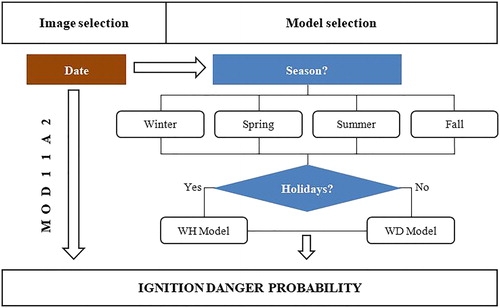 Figure 4. Workflow for the dynamic prediction of wildfire ignition probability.