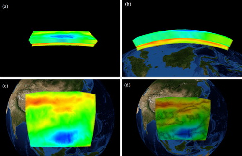 Figure 8. Volume rendering on globes based on the improved texture-mapping algorithm.