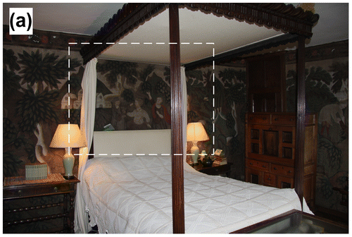 Fig. 9a. Painted cloth, Queen Margaret Chamber, Owlpen Manor, Gloucestershire, early eighteenth century, left-hand wall inside door.