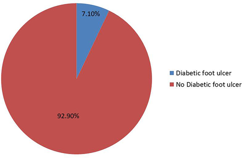 Figure 1 The magnitude of diabetic foot ulcer patients in DBCSH northeast Ethiopia, 2021 (n=283).