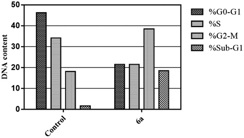 Figure 3. Effect of spirooxindole 6a on the phases of cell cycle of HepG2 cells.