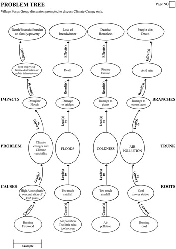 Figure A1. Problem tree tool from RALEMA villages (climate change topic).