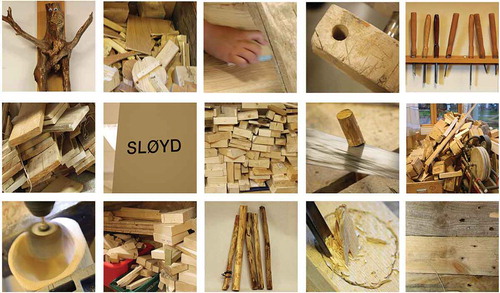 Photo collage 1. Agency of Wood – Materials, rooms and tools with affordances inviting to action.