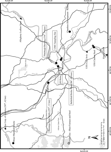 FIG. 1 Map of Pittsburg area showing CMU sampling site.