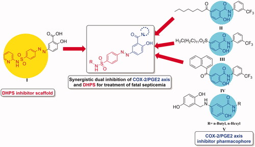 Figure 1. Rational design of dual COX-2/PGE2 axis and DHPS inhibitors.