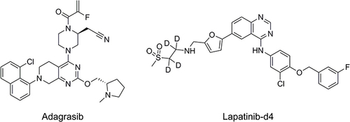 Figure 1 Chemical structures of adagrasib and Lapatinib-D4 (IS).