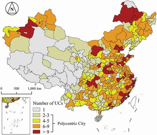 Figure 3. Distribution of polycentric cities in China.
