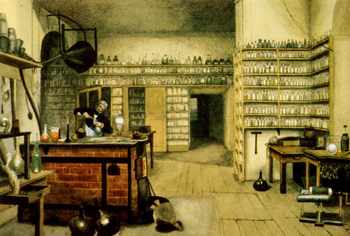 Figure 2. Michael Faraday in his laboratory at the Royal Institution, c.1850, by Harriet Jane Moore (1801–1884). Photo credit: Public domain, via Wikimedia Commons.