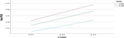 Figure 7. Moderation effect COMP*DIG relationship on productivity.