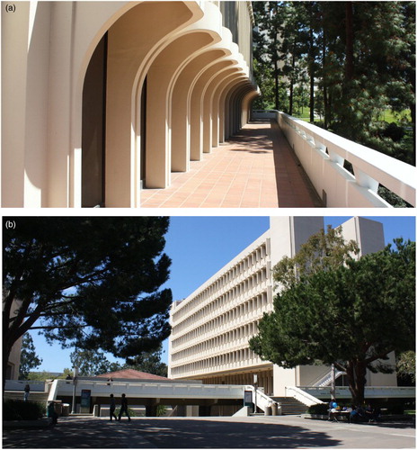 Figure 4. California brutalism on the campus of UC Irvine. Top: Langson Library. Bottom: Social Science Tower. Image credit: Tony Hoffarth, CC BY-NC-ND 2.0, https://www.flickr.com/photos/hoffarth/4433330505/ and https://www.flickr.com/photos/hoffarth/4434112486/.