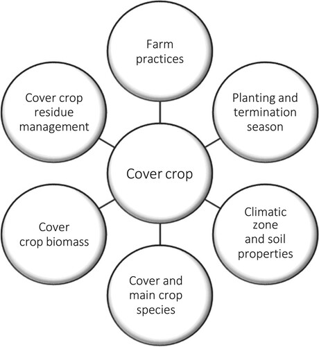 Figure 2. Factors influencing the effectiveness of cover cropping (source: literature review)