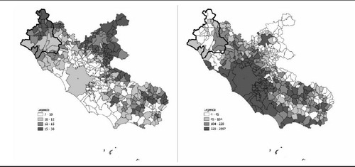 Fig. 5: Incidence of population aged 75 and older, and population density in 2019. (Source: Istat, AR.CHI.M.E.DE Information System)