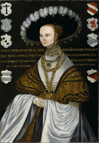 Fig. 5. Attributed in this article to Hans Kemmer, Margareta Eriksdotter (Vasa), ca. 1528. Oil on oak panel, 68 × 47 cm. The Swedish National Portrait Collection. Photo: Nationalmuseum.