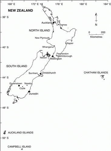 Figure 1  New Zealand localities mentioned in the text.