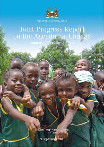 Figure 3. Cover of the Joint Progress Report on the Agenda for ChangeSource: Government of Sierra Leone (2010).