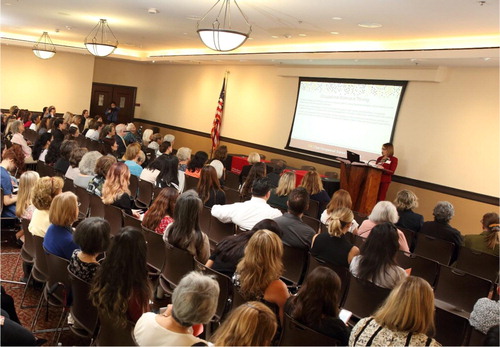 Figure 2. Associate Dean and Chair Dr. Grace Baranek shares her proposal for “A Collective Vision of Occupational Science at USC Chan” at the 2019 USC Chan Occupational Science Symposium. (Photo credit: Glenn Marzano)