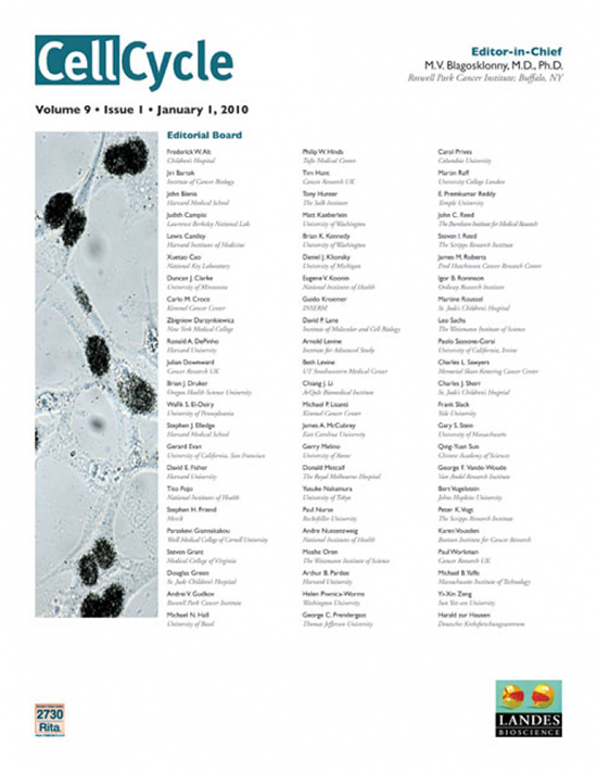 Cover image for Cell Cycle, Volume 9, Issue 1, 2010