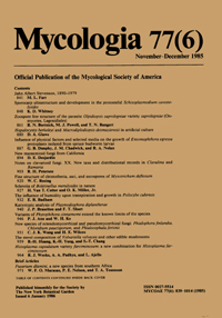 Cover image for Mycologia, Volume 77, Issue 6, 1985