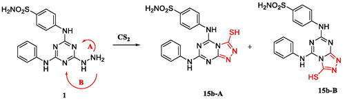 Scheme 3. The two proposed isomers of compound 15b when refluxed with CS2 in pyridine.