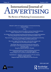 Cover image for International Journal of Advertising, Volume 34, Issue 4, 2015