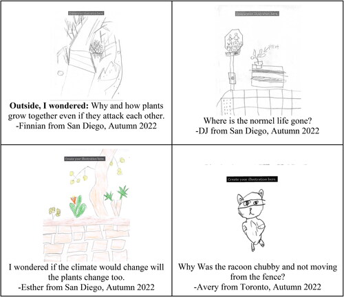 Figure 2 Excerpted responses demonstrating children’s engaging in the science practice of asking questions.