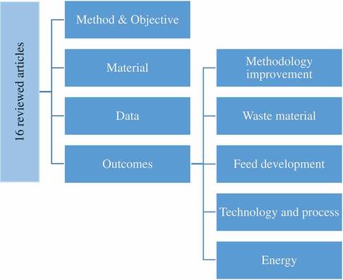 Figure 1. Review structure: The retained 16 studies reviewed according to this structure.