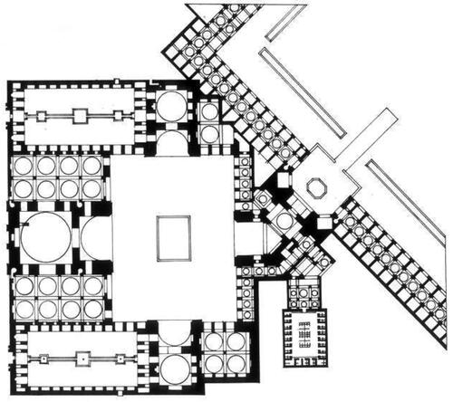 Figure 2. Imam Mosque (Shah Mosque), Isfahan, Entrance plan, by obstructing the direct view of the courtyard with a small movement at the entrance element in the direction of the square formation, privacy has been provided, Iran Ministry of Culture, 2000, Isfahan.