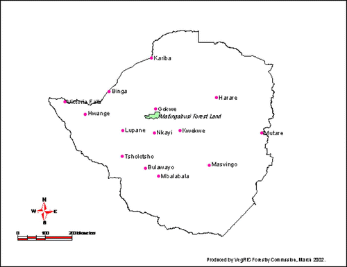 Figure 1: Map of Zimbabwe showing the location of Mafungautsi Forest