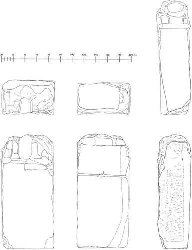 Figure 15. Drawings of all sides of the monumental architectural block (Danish-German Jerash North-west Quarter Project).