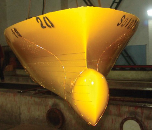 Figure 10. The bulbous bow of the ship model.